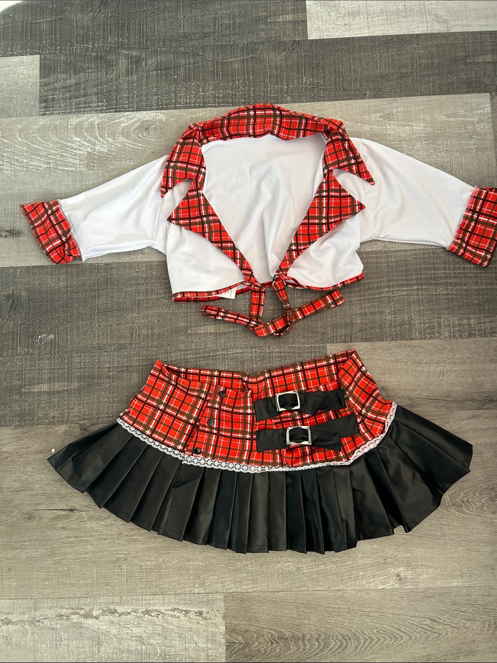 NWT Red Plaid Schoolgirl Halloween Costume Set - NEVER WORN